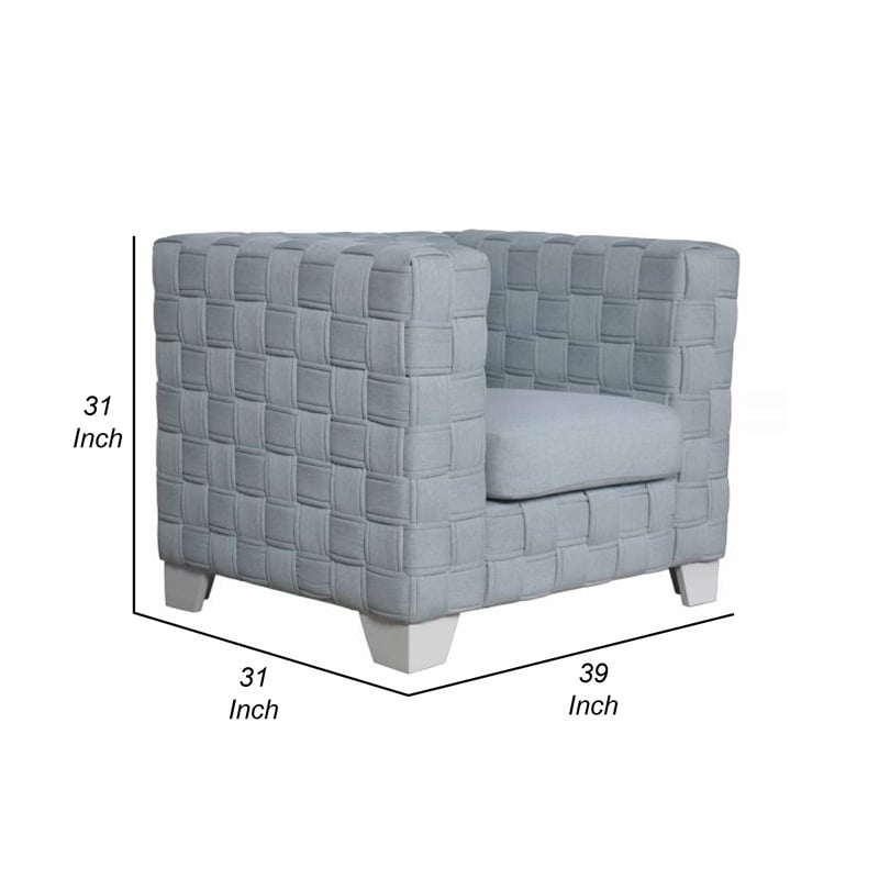 Reah Accent Chair-Knitted Light Blue Chenille-White Composite Wood