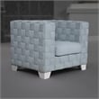 Reah Accent Chair-Knitted Light Blue Chenille-White Composite Wood