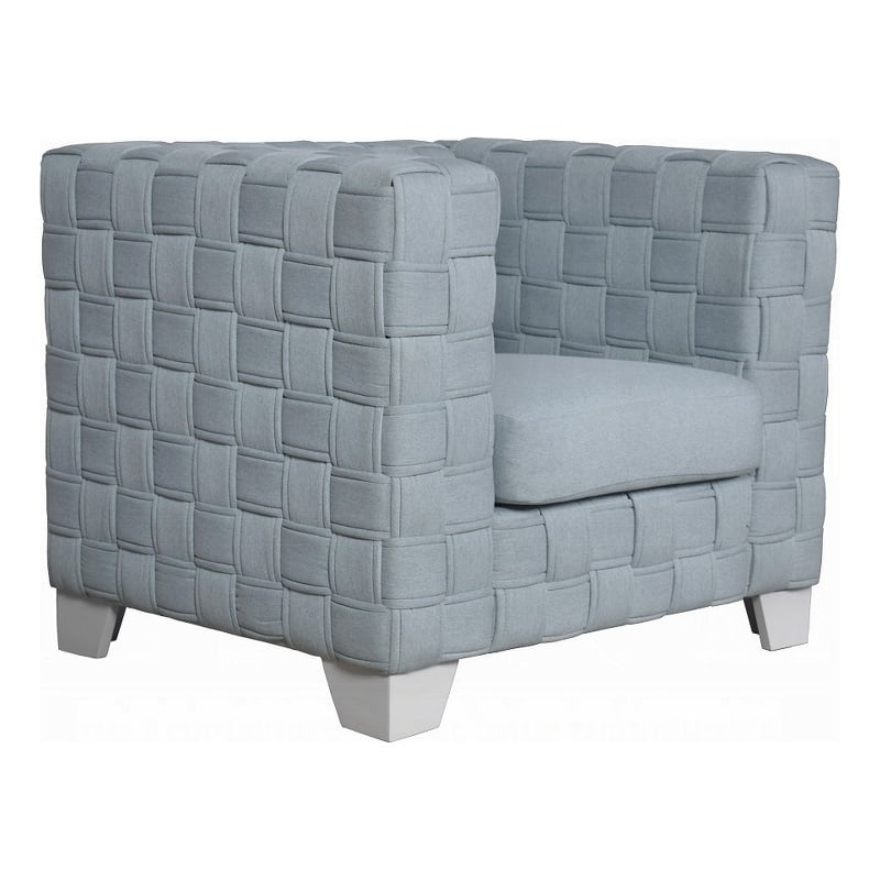Reah Accent Chair-Knitted Light Blue Chenille-White Composite Wood