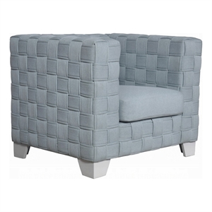 Reah Accent Chair-Knitted Light Blue Chenille-White Composite Wood