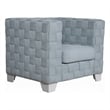 Reah Accent Chair-Knitted Light Blue Chenille-White Composite Wood