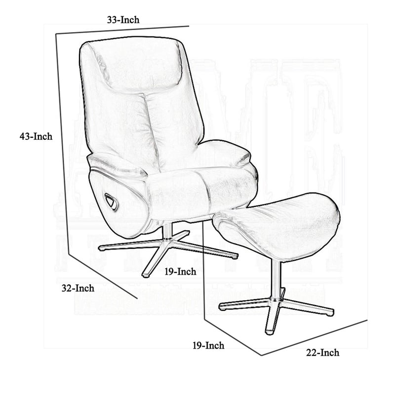 Nita Swivel Accent Chair with Ottoman-Plush Black Top Grain Leather