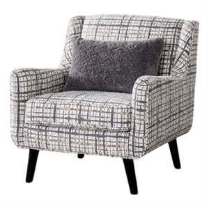Riana Accent Chair-1 Accent Pillow-Black and White Plaid-Solid Wood