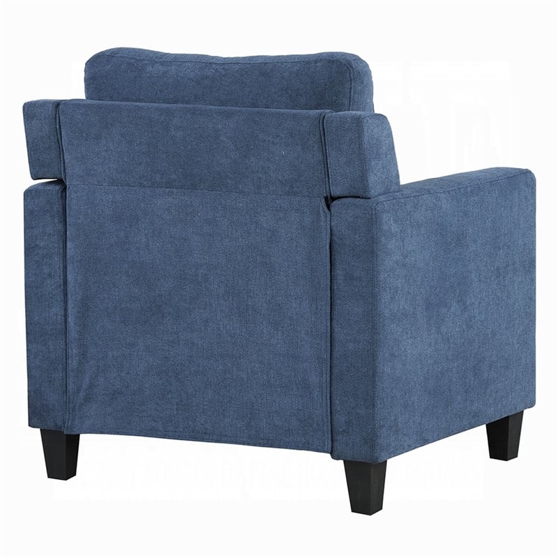 Royi Accent Chair-Track Armrest-Blue Fabric Seat w Tufted Backrest