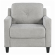 Royi Accent Chair-Track Armrest-Gray Fabric Seat w Tufted Backrest