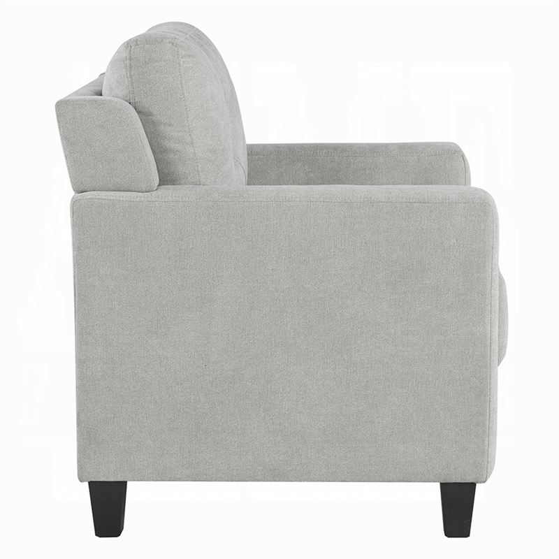 Royi Accent Chair-Track Armrest-Gray Fabric Seat w Tufted Backrest