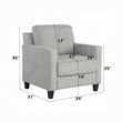 Royi Accent Chair-Track Armrest-Gray Fabric Seat w Tufted Backrest