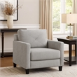 Royi Accent Chair-Track Armrest-Gray Fabric Seat w Tufted Backrest