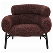 Meru Sofa Chair-Curved Back Maroon Red Tweed Fabric-Black Metal Legs