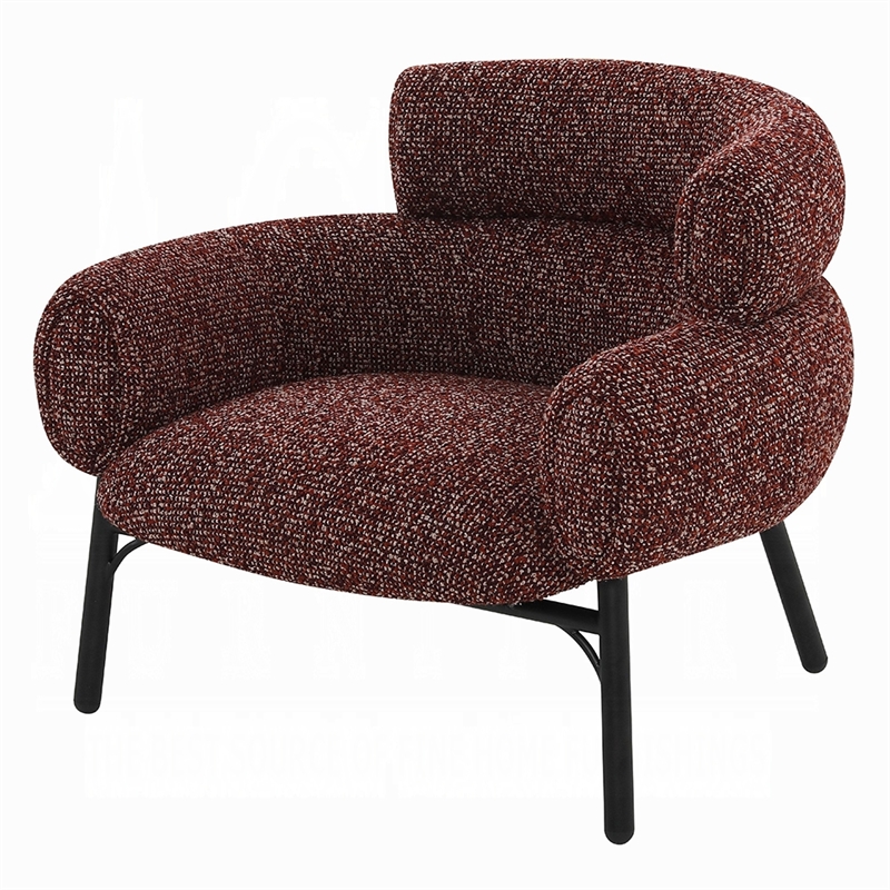 Meru Sofa Chair-Curved Back Maroon Red Tweed Fabric-Black Metal Legs