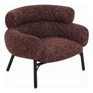 Meru Sofa Chair-Curved Back Maroon Red Tweed Fabric-Black Metal Legs