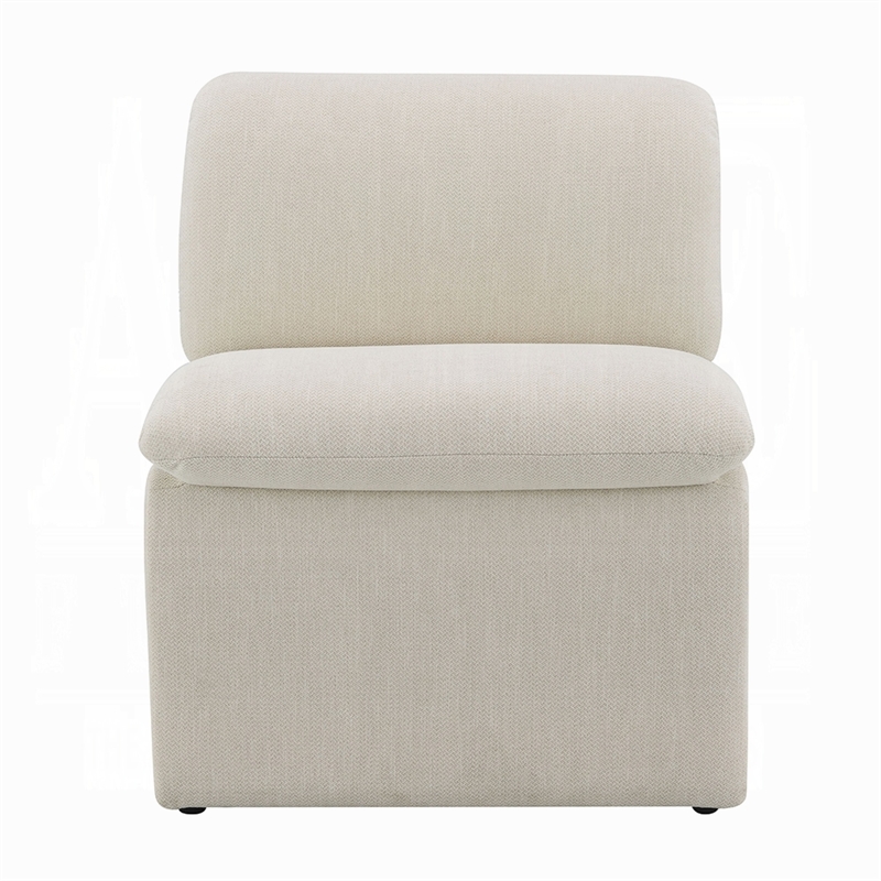 Kami Accent Chair-Curved Open Base-Armless Modern Ivory Boucle
