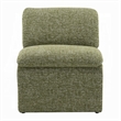 Kami Accent Chair-Curved Open Base-Armless Modern Green Boucle
