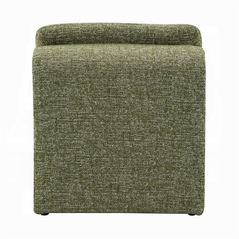Kami Accent Chair-Curved Open Base-Armless Modern Green Boucle