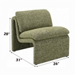Kami Accent Chair-Curved Open Base-Armless Modern Green Boucle