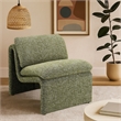 Kami Accent Chair-Curved Open Base-Armless Modern Green Boucle