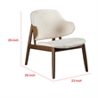 Biny Accent Chair-Winged Back Beige Boucle Fabric-Walnut Brown Wood