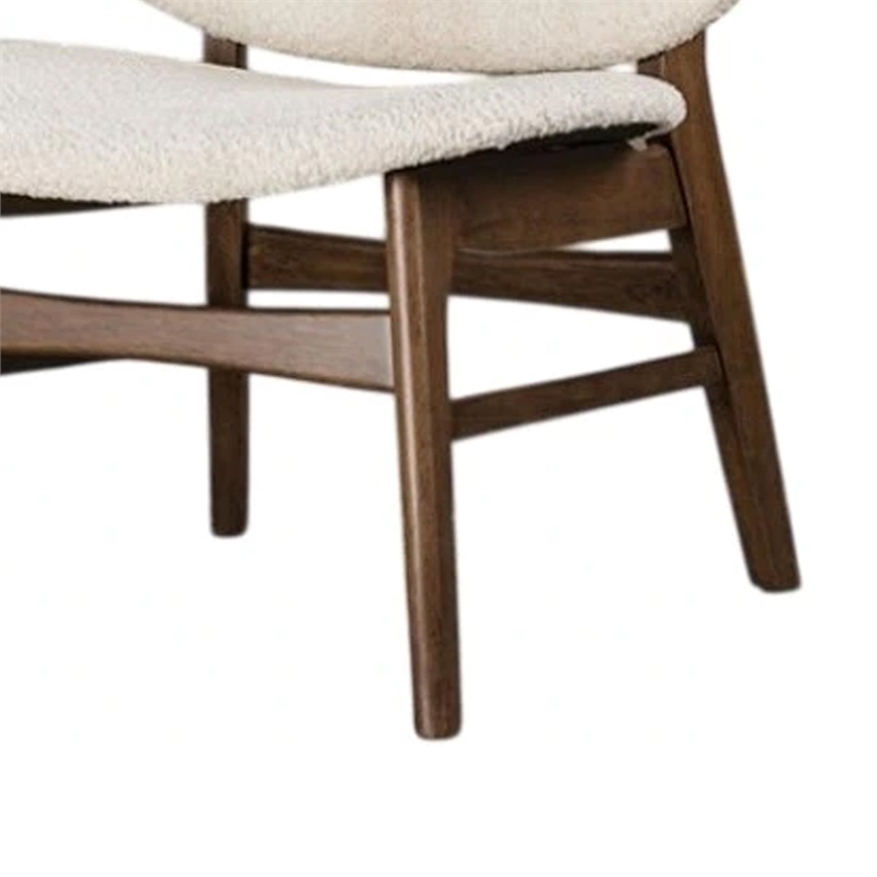 Sepy Accent Chair-Winged Back Beige Boucle Fabric-Walnut Brown Wood
