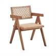 Tina 22 Inch Dining Armchair Set of 2-Woven Rattan-Natural Brown Wood