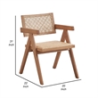 Tina 22 Inch Dining Armchair Set of 2-Woven Rattan-Natural Brown Wood