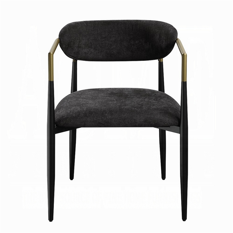 Vonn Dining Side Chair Set of 2-Black Gold Metal-Black Fabric