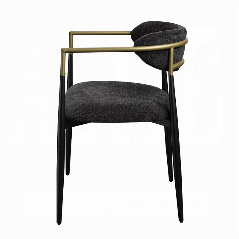 Vonn Dining Side Chair Set of 2-Black Gold Metal-Black Fabric