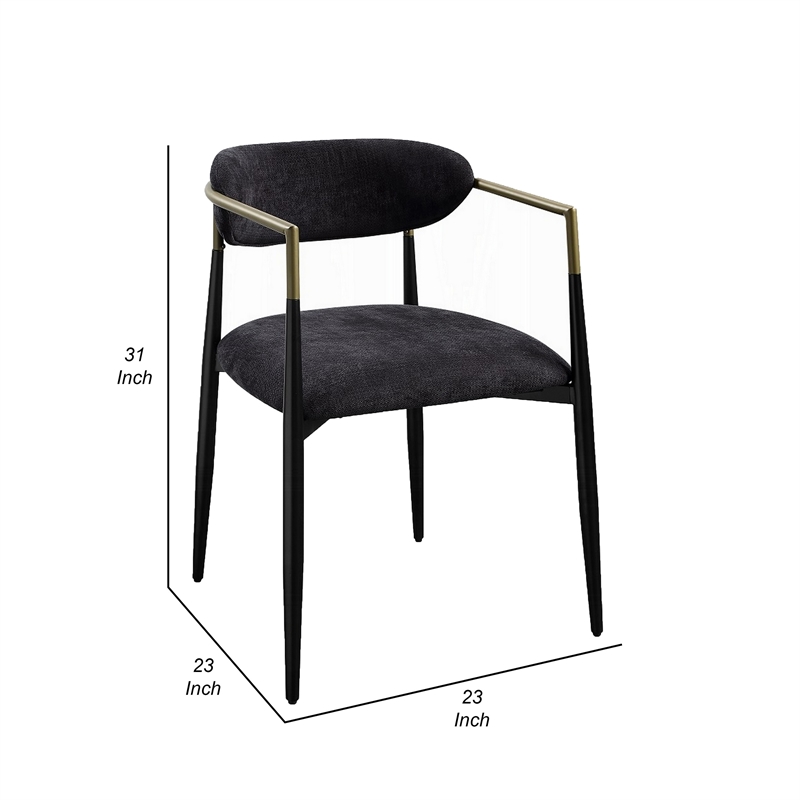 Vonn Dining Side Chair Set of 2-Black Gold Metal-Black Fabric