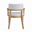 Semi Dining Armchair Set of 2-Curved Cutout Back-White Fabric-Brown