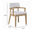 Semi Dining Armchair Set of 2-Curved Cutout Back-White Fabric-Brown