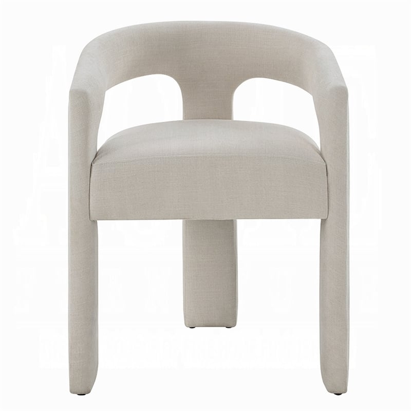Gamo Set of 2 Side Dining Chair-Rounded Back-Modern White Chenille