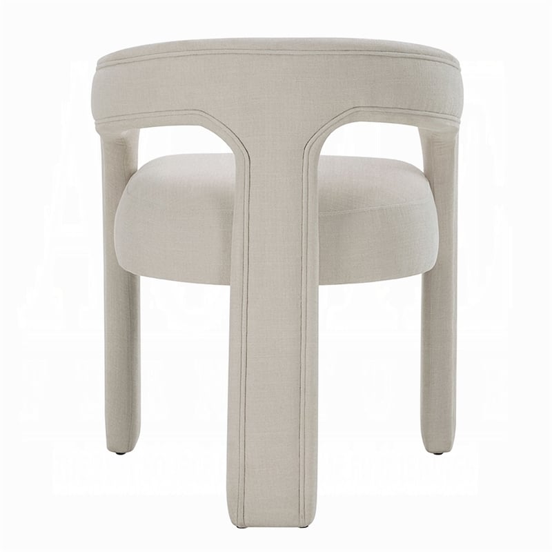 Gamo Set of 2 Side Dining Chair-Rounded Back-Modern White Chenille
