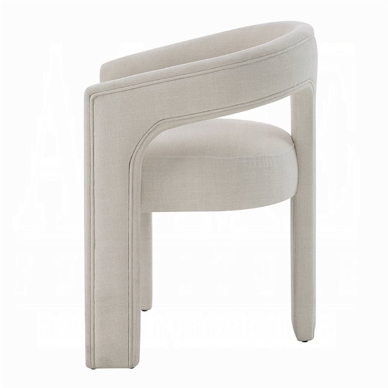 Gamo Set of 2 Side Dining Chair-Rounded Back-Modern White Chenille