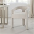 Gamo Set of 2 Side Dining Chair-Rounded Back-Modern White Chenille
