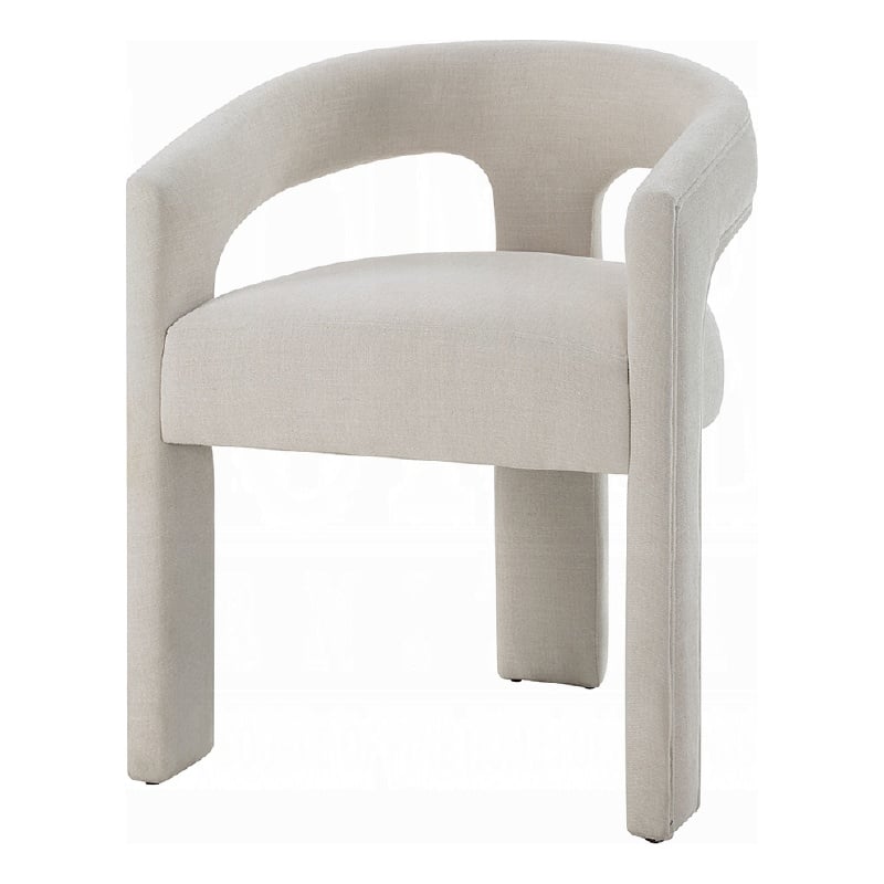 Gamo Set of 2 Side Dining Chair-Rounded Back-Modern White Chenille