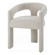 Gamo Set of 2 Side Dining Chair-Rounded Back-Modern White Chenille