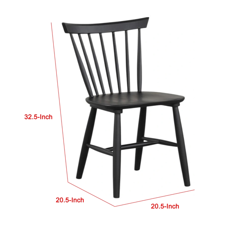 Baylee Side Dining Chair Set of 2-Farmhouse Spindle Back-Black Wood