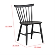 Baylee Side Dining Chair Set of 2-Farmhouse Spindle Back-Black Wood