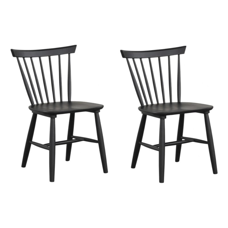 Baylee Side Dining Chair Set of 2-Farmhouse Spindle Back-Black Wood