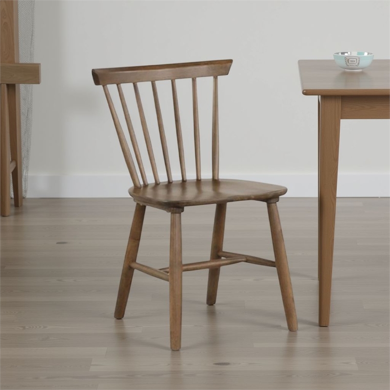 Baylee Side Dining Chair Set of 2-Spindle Back-Tapered Legs-Walnut Wood