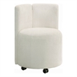 Yodo Dining Side Chair Set of 2-Rolling Caster Wheels-White Chenille