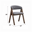 Koko Side Dining Chair Set of 2-Gray Padded Seat and Back-Brown Wood