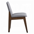 Lumy Side Dining Chair Set of 2-Gray Padded Seat and Back-Brown Wood