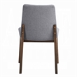 Lumy Side Dining Chair Set of 2-Gray Padded Seat and Back-Brown Wood