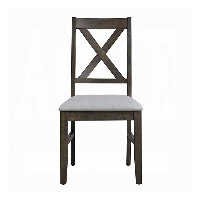 Side Dining Chair Set of 2-X Farmhouse Back-Padded Gray and Beige