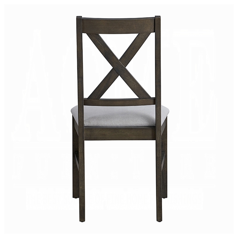 Side Dining Chair Set of 2-X Farmhouse Back-Padded Gray and Beige