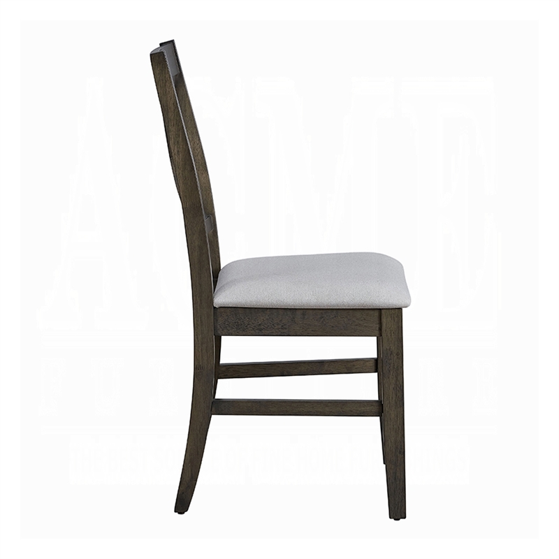 Side Dining Chair Set of 2-X Farmhouse Back-Padded Gray and Beige