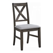Side Dining Chair Set of 2-X Farmhouse Back-Padded Gray and Beige