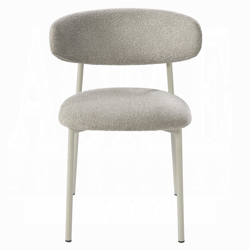 Sinra Side Dining Chair Set of 2-Light Gray Fabric-White Metal Frame