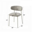 Sinra Side Dining Chair Set of 2-Light Gray Fabric-White Metal Frame