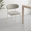 Sinra Side Dining Chair Set of 2-Light Gray Fabric-White Metal Frame